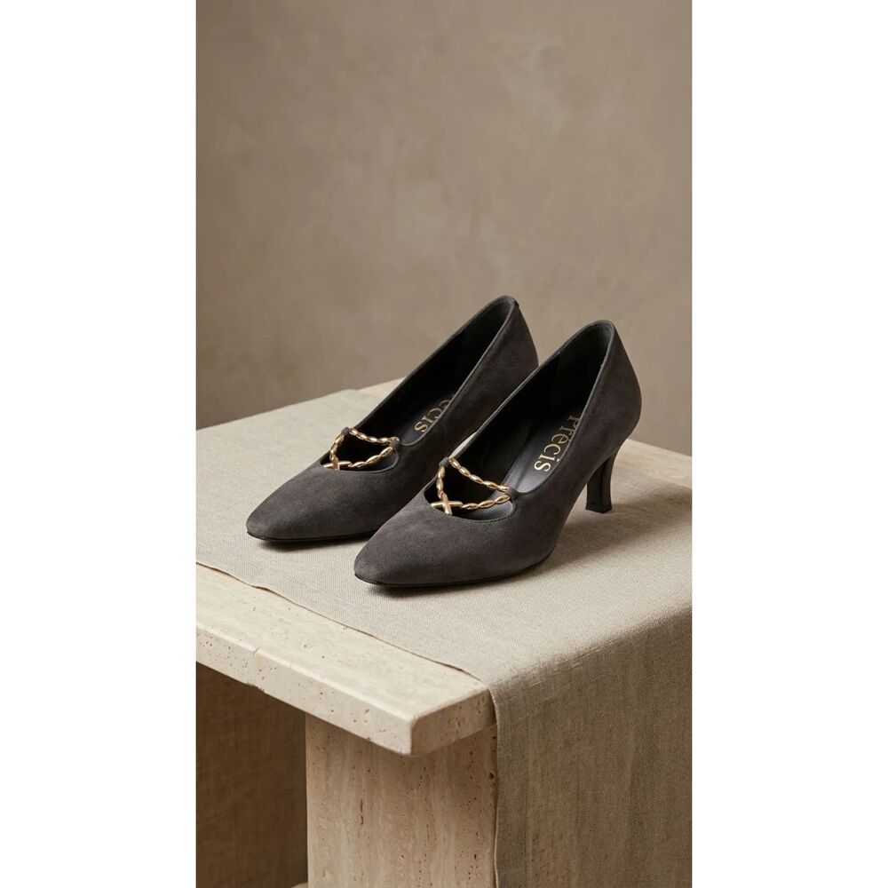 Précis Charcoal grey Suede leather upper, leather lining, leather insole Heels